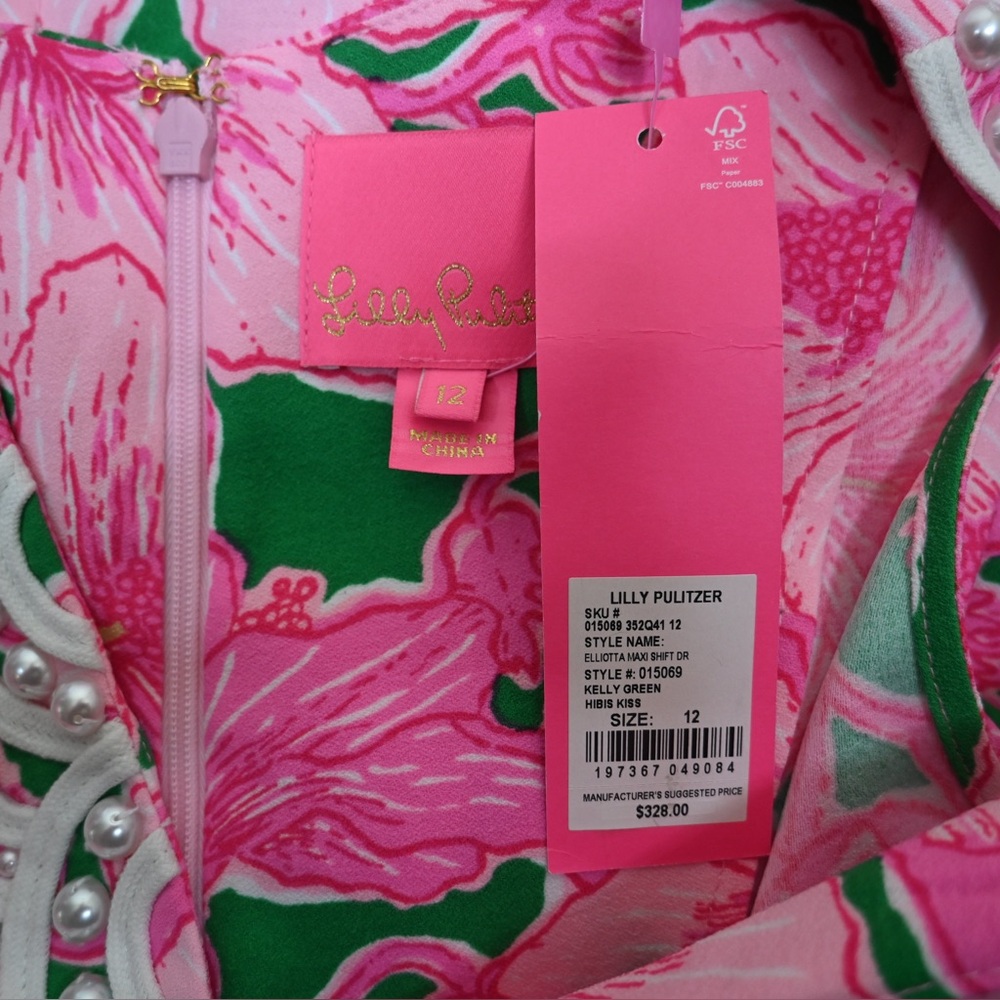 Lilly Pulitzer Women's 12 Elliotta Maxi Shift Dress in Pink Floral NEW - Picture 8 of 10